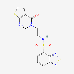 molecular formula C14H11N5O3S3 B2949463 N-(2-(4-oxothieno[2,3-d]pyrimidin-3(4H)-yl)ethyl)benzo[c][1,2,5]thiadiazole-4-sulfonamide CAS No. 1903883-10-2