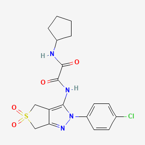 molecular formula C18H19ClN4O4S B2949469 N1-(2-(4-chlorophenyl)-5,5-dioxido-4,6-dihydro-2H-thieno[3,4-c]pyrazol-3-yl)-N2-cyclopentyloxalamide CAS No. 899962-14-2