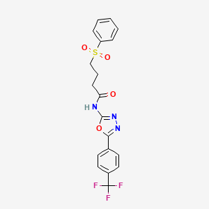 molecular formula C19H16F3N3O4S B2949482 4-(phenylsulfonyl)-N-(5-(4-(trifluoromethyl)phenyl)-1,3,4-oxadiazol-2-yl)butanamide CAS No. 1171569-02-0