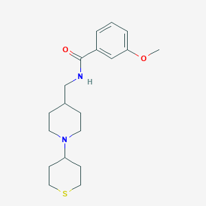 molecular formula C19H28N2O2S B2949483 3-methoxy-N-((1-(tetrahydro-2H-thiopyran-4-yl)piperidin-4-yl)methyl)benzamide CAS No. 2034308-13-7