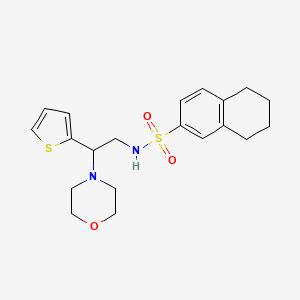molecular formula C20H26N2O3S2 B2949486 N-(2-morpholino-2-(thiophen-2-yl)ethyl)-5,6,7,8-tetrahydronaphthalene-2-sulfonamide CAS No. 899955-57-8