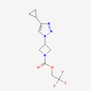 molecular formula C11H13F3N4O2 B2949487 2,2,2-trifluoroethyl 3-(4-cyclopropyl-1H-1,2,3-triazol-1-yl)azetidine-1-carboxylate CAS No. 2097864-88-3