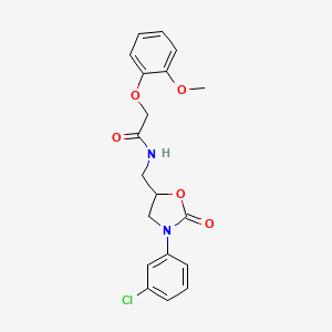 molecular formula C19H19ClN2O5 B2949488 N-((3-(3-chlorophenyl)-2-oxooxazolidin-5-yl)methyl)-2-(2-methoxyphenoxy)acetamide CAS No. 954668-97-4