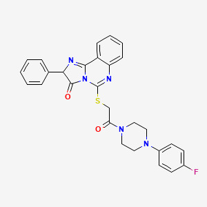 molecular formula C28H24FN5O2S B2949492 5-((2-(4-(4-fluorophenyl)piperazin-1-yl)-2-oxoethyl)thio)-2-phenylimidazo[1,2-c]quinazolin-3(2H)-one CAS No. 1053083-62-7