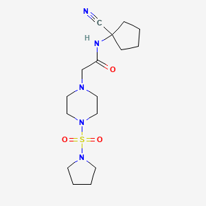molecular formula C16H27N5O3S B2949493 N-(1-cyanocyclopentyl)-2-(4-pyrrolidin-1-ylsulfonylpiperazin-1-yl)acetamide CAS No. 1090864-05-3