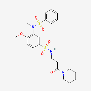 molecular formula C22H29N3O6S2 B2949495 4-methoxy-3-(N-methylphenylsulfonamido)-N-(3-oxo-3-(piperidin-1-yl)propyl)benzenesulfonamide CAS No. 881936-16-9