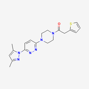 molecular formula C19H22N6OS B2949510 1-(4-(6-(3,5-dimethyl-1H-pyrazol-1-yl)pyridazin-3-yl)piperazin-1-yl)-2-(thiophen-2-yl)ethanone CAS No. 1251710-41-4