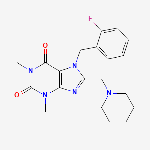 molecular formula C20H24FN5O2 B2949516 7-(2-fluorobenzyl)-1,3-dimethyl-8-(piperidin-1-ylmethyl)-3,7-dihydro-1H-purine-2,6-dione CAS No. 838866-38-9