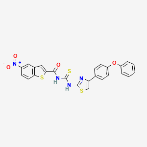 molecular formula C25H16N4O4S3 B2949518 5-nitro-N-((4-(4-phenoxyphenyl)thiazol-2-yl)carbamothioyl)benzo[b]thiophene-2-carboxamide CAS No. 398998-46-4