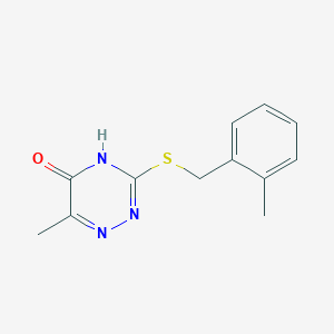 molecular formula C12H13N3OS B2949528 6-methyl-3-((2-methylbenzyl)thio)-1,2,4-triazin-5(4H)-one CAS No. 634161-54-9