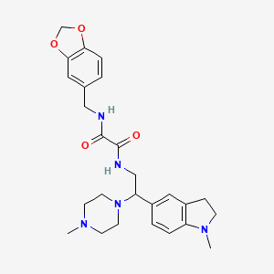 N1-(benzo[d][1,3]dioxol-5-ylmethyl)-N2-(2-(1-methylindolin-5-yl)-2-(4-methylpiperazin-1-yl)ethyl)oxalamide