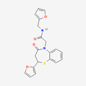 2-(2-(furan-2-yl)-4-oxo-3,4-dihydrobenzo[b][1,4]thiazepin-5(2H)-yl)-N-(furan-2-ylmethyl)acetamide
