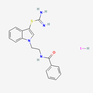 molecular formula C18H19IN4OS B2949539 1-(2-benzamidoethyl)-1H-indol-3-yl carbamimidothioate hydroiodide CAS No. 1052406-16-2