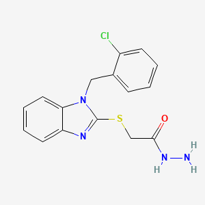 molecular formula C16H15ClN4OS B2949568 2-({1-[(2-chlorophenyl)methyl]-1H-1,3-benzodiazol-2-yl}sulfanyl)acetohydrazide CAS No. 893726-07-3