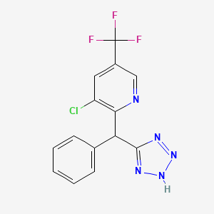 molecular formula C14H9ClF3N5 B2949570 3-Chloro-2-[phenyl(2H-tetrazol-5-yl)methyl]-5-(trifluoromethyl)pyridine CAS No. 2085689-83-2