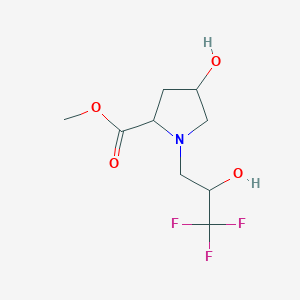 molecular formula C9H14F3NO4 B2949582 Methyl 4-hydroxy-1-(3,3,3-trifluoro-2-hydroxypropyl)pyrrolidine-2-carboxylate CAS No. 477725-47-6