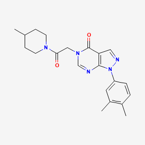 molecular formula C21H25N5O2 B2949585 1-(3,4-dimethylphenyl)-5-(2-(4-methylpiperidin-1-yl)-2-oxoethyl)-1H-pyrazolo[3,4-d]pyrimidin-4(5H)-one CAS No. 852451-17-3