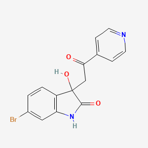 molecular formula C15H11BrN2O3 B2949592 6-Bromo-3-hydroxy-3-(2-oxo-2-(pyridin-4-yl)ethyl)indolin-2-one CAS No. 2034604-80-1