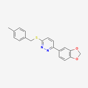 molecular formula C19H16N2O2S B2949605 3-(1,3-Benzodioxol-5-yl)-6-[(4-methylphenyl)methylsulfanyl]pyridazine CAS No. 872695-40-4