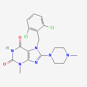 molecular formula C18H20Cl2N6O2 B2949606 7-[(2,6-Dichlorophenyl)methyl]-3-methyl-8-(4-methylpiperazin-1-yl)purine-2,6-dione CAS No. 902332-50-7
