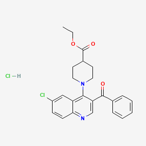 molecular formula C24H24Cl2N2O3 B2949607 Ethyl 1-(3-benzoyl-6-chloroquinolin-4-yl)piperidine-4-carboxylate hydrochloride CAS No. 2097892-96-9