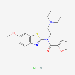 molecular formula C19H24ClN3O3S B2949610 N-(2-(diethylamino)ethyl)-N-(6-methoxybenzo[d]thiazol-2-yl)furan-2-carboxamide hydrochloride CAS No. 1215839-68-1