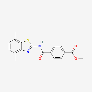 molecular formula C18H16N2O3S B2949613 Methyl 4-[(4,7-dimethyl-1,3-benzothiazol-2-yl)carbamoyl]benzoate CAS No. 912767-21-6