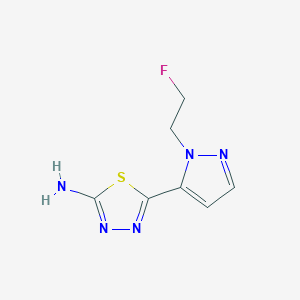 molecular formula C7H8FN5S B2949619 5-[2-(2-Fluoroethyl)pyrazol-3-yl]-1,3,4-thiadiazol-2-amine CAS No. 1946813-63-3