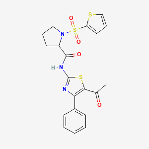 N-(5-acetyl-4-phenylthiazol-2-yl)-1-(thiophen-2-ylsulfonyl)pyrrolidine-2-carboxamide