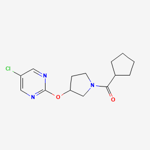 molecular formula C14H18ClN3O2 B2949626 (3-((5-Chloropyrimidin-2-yl)oxy)pyrrolidin-1-yl)(cyclopentyl)methanone CAS No. 2034575-22-7