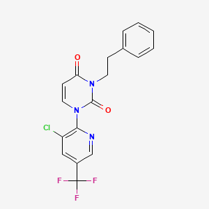 molecular formula C18H13ClF3N3O2 B2949627 1-[3-chloro-5-(trifluoromethyl)-2-pyridinyl]-3-phenethyl-2,4(1H,3H)-pyrimidinedione CAS No. 251310-60-8