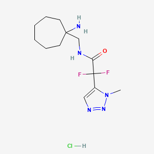 molecular formula C13H22ClF2N5O B2949637 N-[(1-Aminocycloheptyl)methyl]-2,2-difluoro-2-(3-methyltriazol-4-yl)acetamide;hydrochloride CAS No. 2418680-97-2
