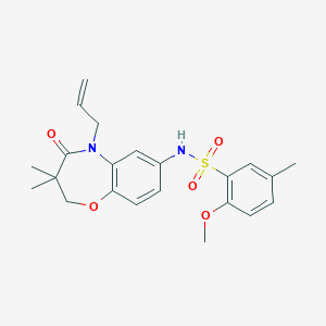 molecular formula C22H26N2O5S B2949642 N-(5-allyl-3,3-dimethyl-4-oxo-2,3,4,5-tetrahydrobenzo[b][1,4]oxazepin-7-yl)-2-methoxy-5-methylbenzenesulfonamide CAS No. 922024-58-6
