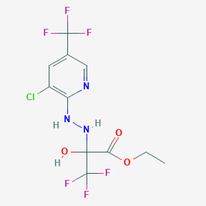 molecular formula C11H10ClF6N3O3 B2949650 Ethyl 2-{2-[3-chloro-5-(trifluoromethyl)-2-pyridinyl]hydrazino}-3,3,3-trifluoro-2-hydroxypropanoate CAS No. 400074-12-6