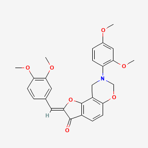 molecular formula C27H25NO7 B2949657 (Z)-2-(3,4-dimethoxybenzylidene)-8-(2,4-dimethoxyphenyl)-8,9-dihydro-2H-benzofuro[7,6-e][1,3]oxazin-3(7H)-one CAS No. 951973-31-2