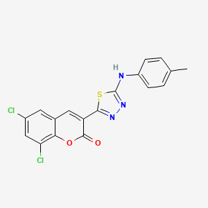 6,8-Dichloro-3-[5-(4-methylanilino)-1,3,4-thiadiazol-2-yl]chromen-2-one