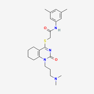 molecular formula C23H32N4O2S B2949660 2-((1-(3-(dimethylamino)propyl)-2-oxo-1,2,5,6,7,8-hexahydroquinazolin-4-yl)thio)-N-(3,5-dimethylphenyl)acetamide CAS No. 941920-90-7