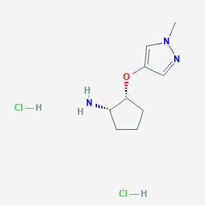 molecular formula C9H17Cl2N3O B2949664 (1S,2R)-2-(1-Methylpyrazol-4-yl)oxycyclopentan-1-amine;dihydrochloride CAS No. 2137741-70-7