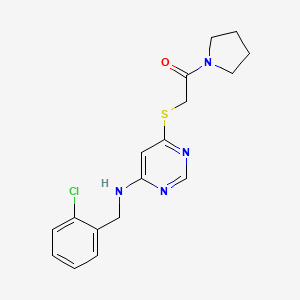 molecular formula C17H19ClN4OS B2949674 2-((6-((2-Chlorobenzyl)amino)pyrimidin-4-yl)thio)-1-(pyrrolidin-1-yl)ethanone CAS No. 1251683-20-1
