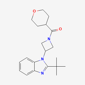 molecular formula C20H27N3O2 B2949677 2-tert-butyl-1-[1-(oxane-4-carbonyl)azetidin-3-yl]-1H-1,3-benzodiazole CAS No. 2415621-84-8