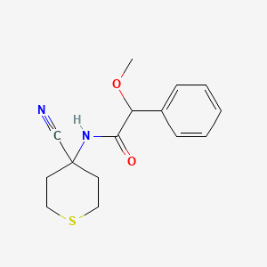 molecular formula C15H18N2O2S B2949681 N-(4-cyanothian-4-yl)-2-methoxy-2-phenylacetamide CAS No. 1797600-28-2