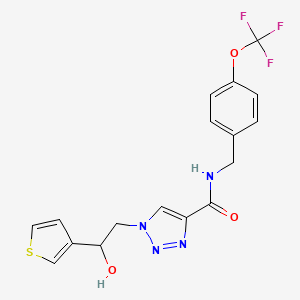 molecular formula C17H15F3N4O3S B2949683 1-(2-hydroxy-2-(thiophen-3-yl)ethyl)-N-(4-(trifluoromethoxy)benzyl)-1H-1,2,3-triazole-4-carboxamide CAS No. 2034534-46-6