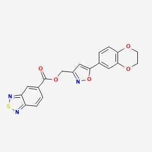 molecular formula C19H13N3O5S B2949691 (5-(2,3-Dihydrobenzo[b][1,4]dioxin-6-yl)isoxazol-3-yl)methyl benzo[c][1,2,5]thiadiazole-5-carboxylate CAS No. 1207059-42-4