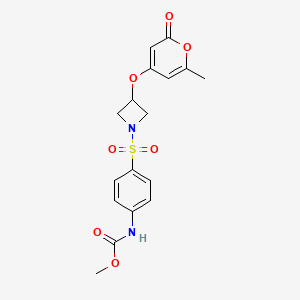molecular formula C17H18N2O7S B2949700 methyl (4-((3-((6-methyl-2-oxo-2H-pyran-4-yl)oxy)azetidin-1-yl)sulfonyl)phenyl)carbamate CAS No. 2034385-61-8