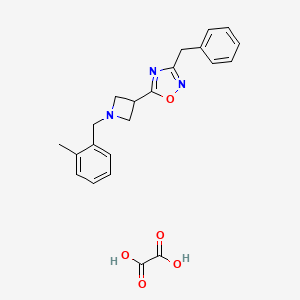 molecular formula C22H23N3O5 B2949706 3-Benzyl-5-(1-(2-methylbenzyl)azetidin-3-yl)-1,2,4-oxadiazole oxalate CAS No. 1351595-01-1