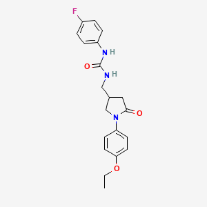 molecular formula C20H22FN3O3 B2949708 1-((1-(4-乙氧基苯基)-5-氧代吡咯烷-3-基)甲基)-3-(4-氟苯基)脲 CAS No. 955236-51-8