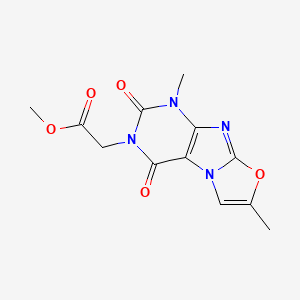 molecular formula C12H12N4O5 B2949714 Methyl 2-(4,7-dimethyl-1,3-dioxopurino[8,7-b][1,3]oxazol-2-yl)acetate CAS No. 899751-34-9