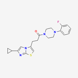 molecular formula C21H23FN4OS B2949717 3-(6-Cyclopropylimidazo[2,1-b]thiazol-3-yl)-1-(4-(2-fluorophenyl)piperazin-1-yl)propan-1-one CAS No. 1334369-34-4
