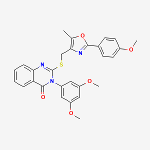 molecular formula C28H25N3O5S B2949719 3-(3,5-dimethoxyphenyl)-2-(((2-(4-methoxyphenyl)-5-methyloxazol-4-yl)methyl)thio)quinazolin-4(3H)-one CAS No. 1114827-93-8