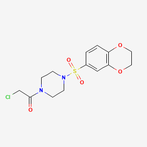 molecular formula C14H17ClN2O5S B2949760 2-Chloro-1-[4-(2,3-dihydro-1,4-benzodioxine-6-sulfonyl)piperazin-1-yl]ethan-1-one CAS No. 722491-28-3